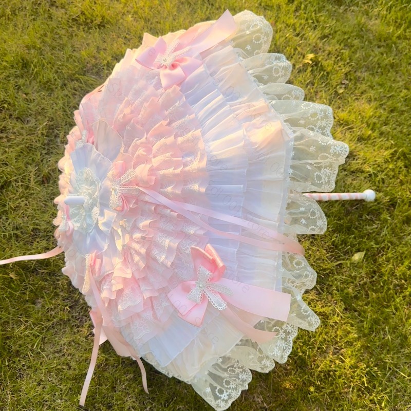 Photography Umbrella - Guarda-chuva de borboleta rosa e branca,