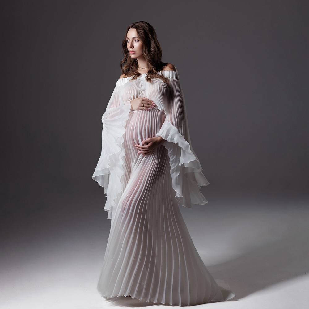 Photography Club - Vestidos plissados ​​para fotografia de maternidade,