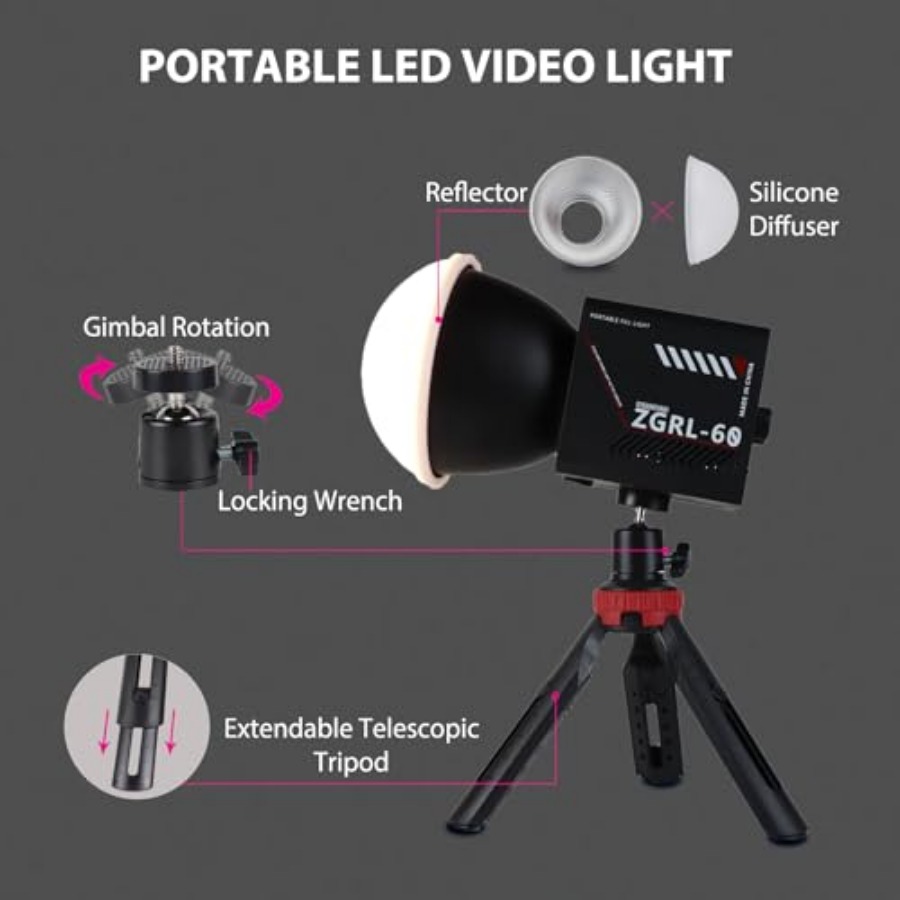 Luz de vídeo LED COB de 60W po - Photography Videos Free avaliação e preço